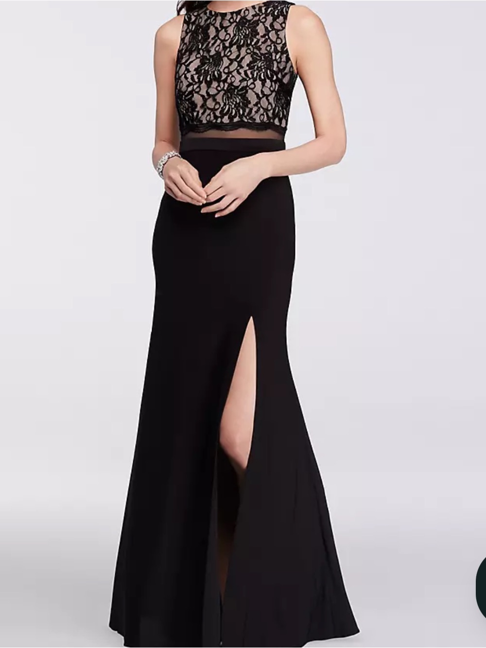 Night Way Collections Black Lace Bodice Prom Gown